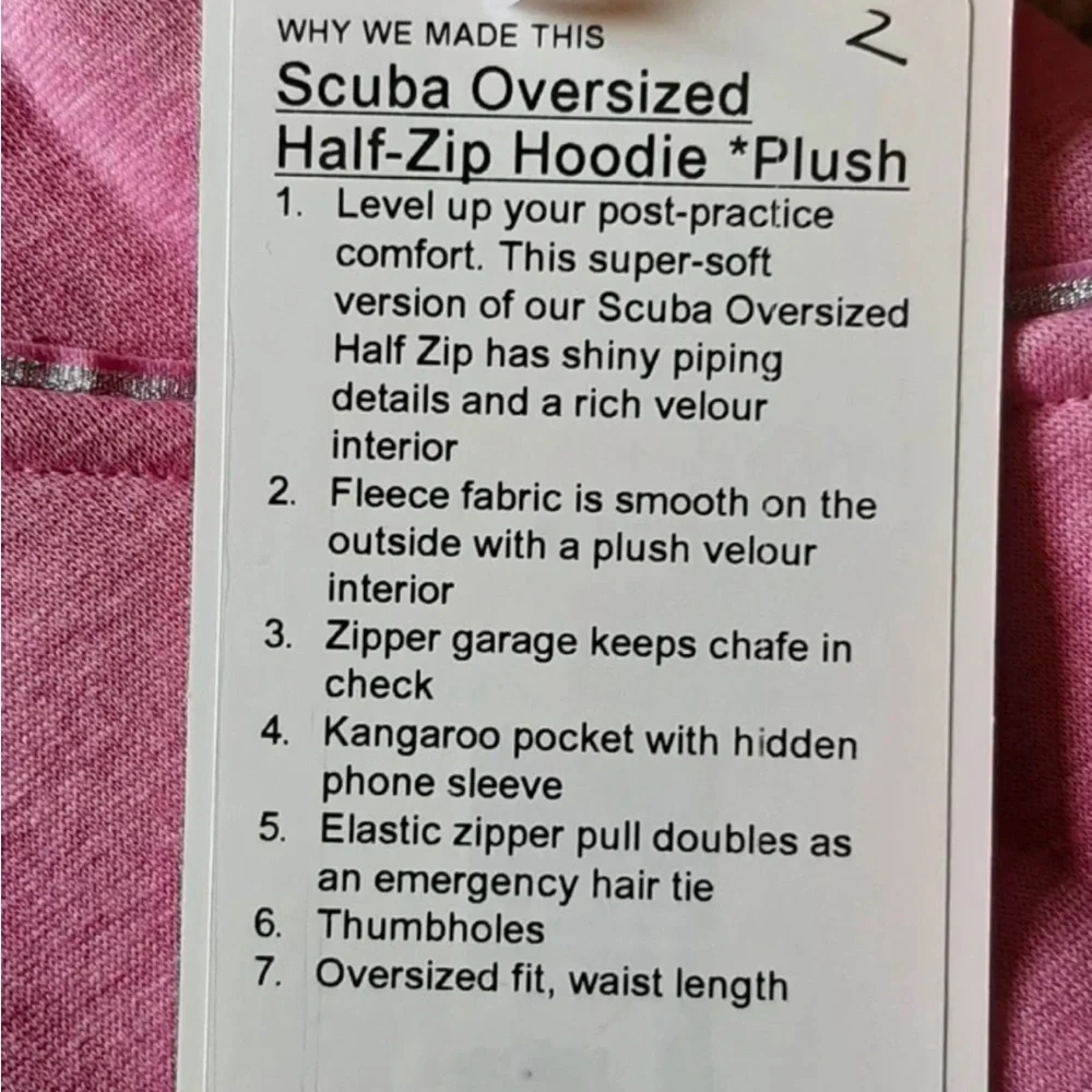 NWT Lululemon Scuba Oversized Half Zip Hoodie Plush Pink XL/XXL Rare - Picture 6 of 6